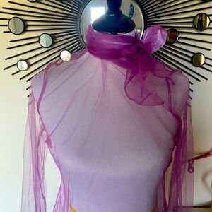 Lovers and Friends Pink Sheer Chiffon Turtleneck Size S/M